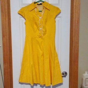 Women's Retro Yellow Polka Dot Dress